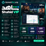 Infographic for Shahid VIP Reseller on AccountBot.org, showcasing plan features, pricing details, available credit options, and exclusive benefits—complete with visuals of popular streaming devices and hit shows—ideal for those interested in the perks of becoming a Shahid VIP Reseller.