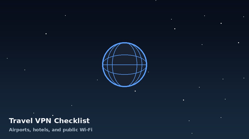 Abstract globe graphic for travel VPN checklist on public Wi-Fi