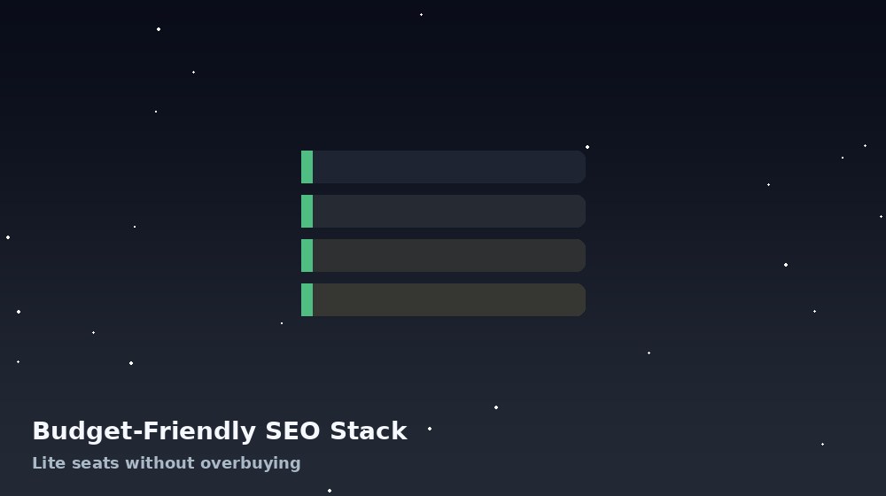 Stacked panels representing a budget-friendly freelance SEO tool stack